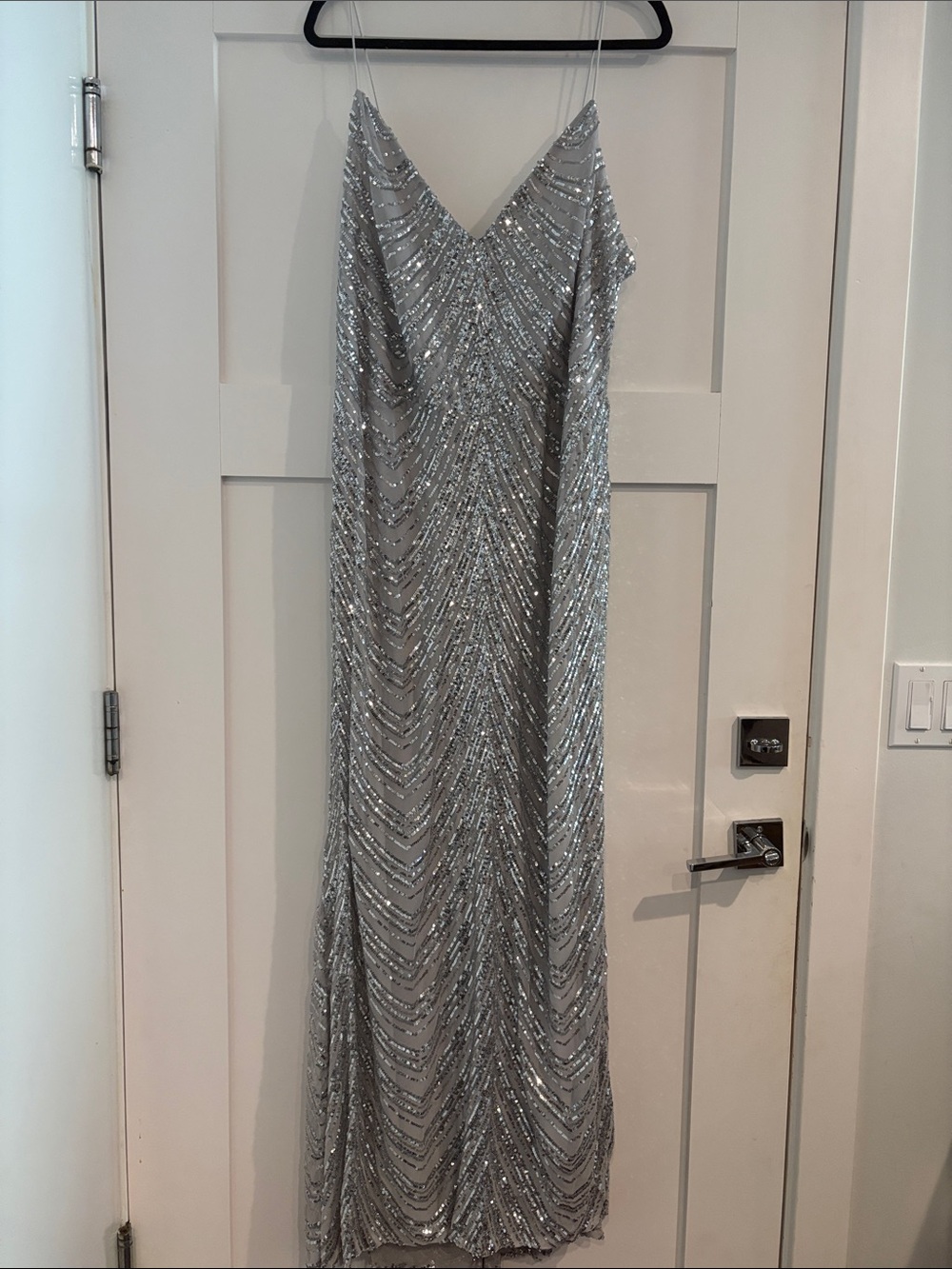 B. Darlin Silver Beaded Strapless Dress